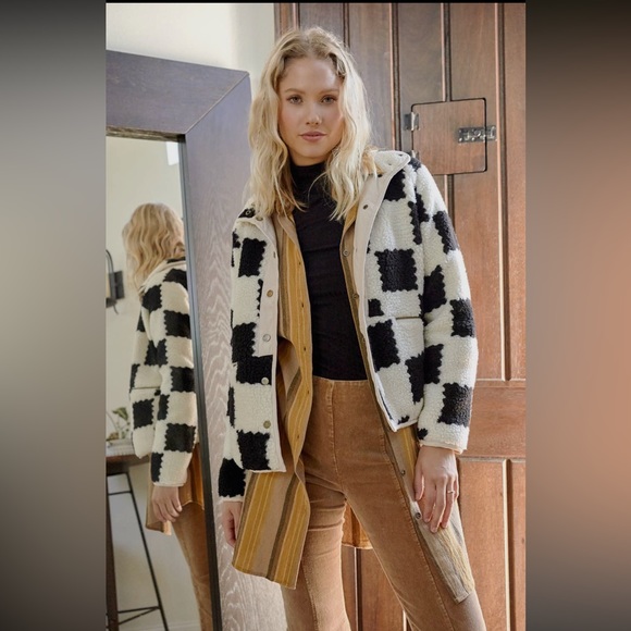 NWT Mystree Checker Fleece Jacket Black/White Size MEDIUM - Picture 7 of 8